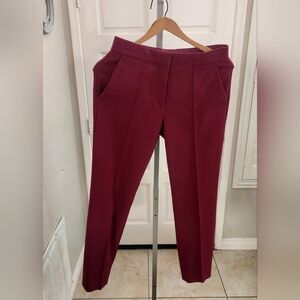 Tory Burch Size 2 burgundy Straight Leg Trousers Pants pleated with pockets
